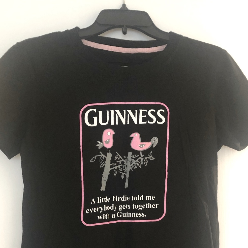 Never worn black/pink Guinness T-shirt size S/M